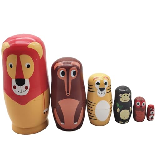 Yaoliucp 6pcs/Set Russische Nistpuppen für Kinder, Tiermuster Matryoshka Doll Stapelung hellempfindlicher Matryoshka -Puppen für Kinder, Heimdekoration, Geschenke für Kinder Yaoliucp 6pcs/Set Russische Nistpuppen für Kinder, Tiermuster Matryoshka Doll Stapelung hellempfindlicher Matryoshka -Puppen für Kinder, Heimdekoration, Geschenke für Kinder von Yaoliucp