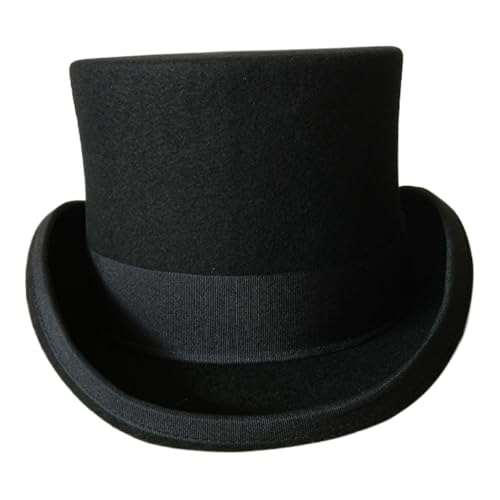 Yaoliucp Black Top Hut formelle Magierhüte für Erwachsene Wolle Top Hut Showman Hats für Männer Soziales Abendessen Butler Cosplay Kostüm Halloween Kostüm Accessoire Schwarz von Yaoliucp
