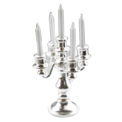 Yaoliucp Dollhouse Candlestick Mini -Kerzenhalter Miniatur -Spielszene Model Puppenzubehör Silber Dollhouse Candlestick von Yaoliucp