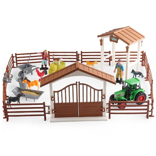 Yaoliucp Farm Set EIN engagiertes Knight Farm -Spielzeug mit abnehmbaren Teilen authentische Farmbauern -Szene Recreation Playset Bildungsdiy -Tier für Kinder Spielset von Yaoliucp