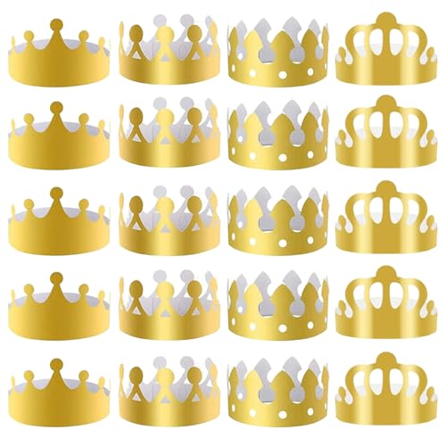 Yaoliucp Goldpapierkronen, Papierkronen, 20pcs 4 Stile Goldkronenhutkappe für Geburtstagsfeier Babyparty Foto Requisiten Yaoliucp Goldpapierkronen, Papierkronen, 20pcs 4 Stile Goldkronenhutkappe für Geburtstagsfeier Babyparty Foto Requisiten von Yaoliucp