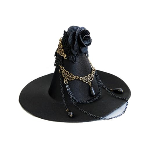 Yaoliucp Hexenhut Gothic Cosplay Hexe Mini Top Hat Parade Schwarzes Stirnband Seitenclips Kopfbedeckung (schwarz) Mini -Stirnband von Yaoliucp