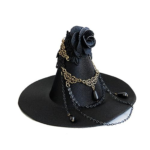 Yaoliucp Hexenhut Gothic Cosplay Witch Mini Top Hut Parade Schwarz Stirnband Seitenklammer Kopfbedeckung (schwarz) von Yaoliucp