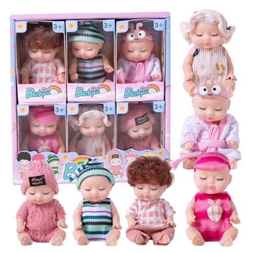 Yaoliucp Mini -Babypuppen 6PCS Set realistische Puppen süße kleine Puppe mit Tierkleidung für Geschenke für Jungen und Mädchen über 3 Jahre alt von Yaoliucp