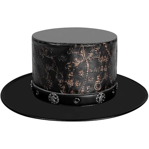 Yaoliucp Steampunk -Hut, PU Leder Flat Top Hut, Vintage Steampunk Top Hut, Top -Hüte für Männer Kostüme Requisiten Cosplay -Party, Steampunk Hut Yaoliucp Steampunk -Hut, PU Leder Flat Top Hut, Vintage Steampunk Top Hut, Top -Hüte für Männer Kostüme Requisiten Cosplay -Party, Steampunk Hut von Yaoliucp