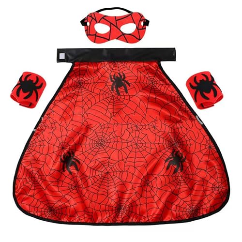 Spinnenmaske und Umhang für Kinder – Halloween-Spinnenkostüm-Masken mit Armbändern und Umhang für Jungen, Party, Cosplay Spinnenmaske und Umhang für Kinder – Halloween-Spinnenkostüm-Masken mit Armbändern und Umhang für Jungen, Party, Cosplay von Yapartifa
