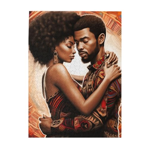 Afrikanisches schwarzes Paarpuzzle für Erwachsene, 500 Teile, lustiges Familienspiel, Ölgemälde für Teenager, intellektuelles Dekompressionspädagogisches Lernspielzeug (1 Kunststoffbox Afrikanisches schwarzes Paarpuzzle für Erwachsene, 500 Teile, lustiges Familienspiel, Ölgemälde für Teenager, intellektuelles Dekompressionspädagogisches Lernspielzeug (1 Kunststoffbox von Yapcklu