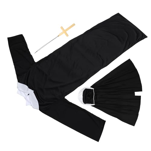 Yardenfun Halloween Cosplay Nonnenkleidung Erwachsene Damenkostüm Gruselige Maske Party Ornamente Christlich Angenehm Zu Tragen von Yardenfun