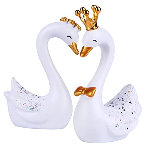 Yardenfun 1 Satz Krone Schwan Kuchen Dekorationen Auto Verzierung für Hochzeiten und Feiern mit Funkelnden Pailletten und Metallkrone für Kreative Tortengestaltung von Yardenfun