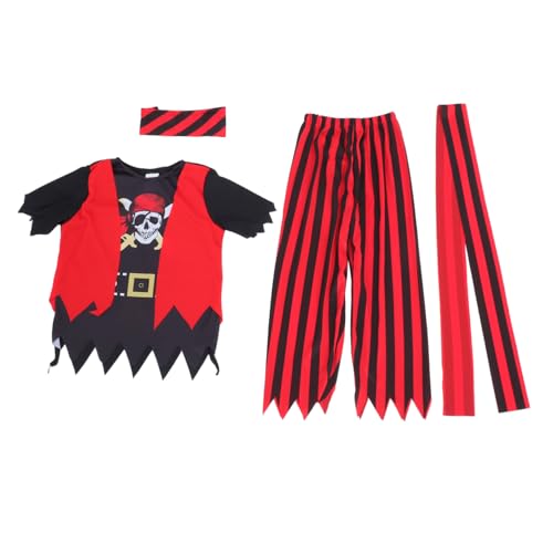 Yardenfun 1 Satz Piratenkostüm für Halloween Karibikpirat Outfit mit Kopfschmuck Taillengürtel für Rollenspiele Schulaufführungen Kostümpartys von Yardenfun