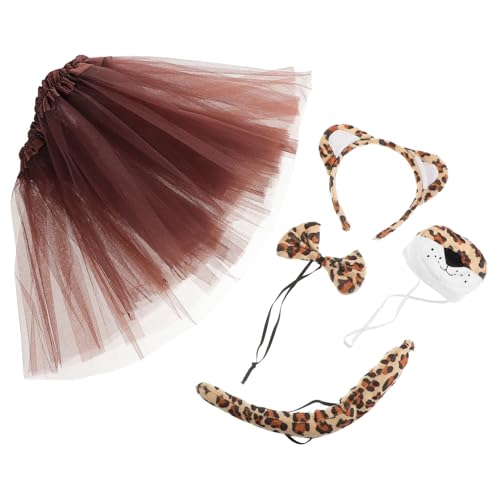 Yardenfun 1 Satz Tierkostüm Set mit Leopardenohren und Tutu Rock für Halloween und Karneval für Kreative Rollenspiele und Partys Teiliges Cosplay Zubehör von Yardenfun