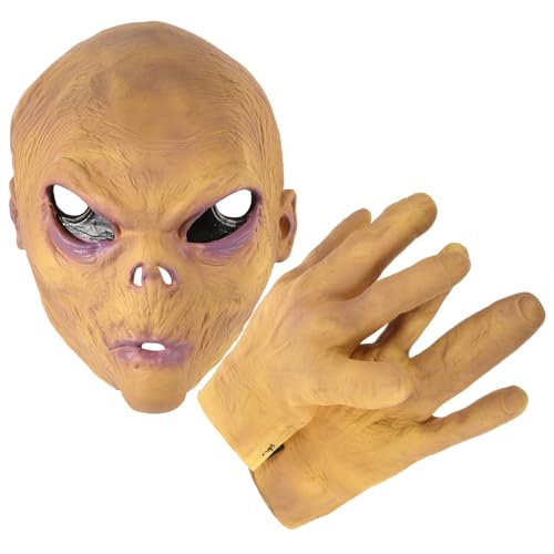 Yardenfun 1 Set Alien Horror Maske Kapuze Maskerade Party Alien Maske Gruselige Maske Alien Maske Für Halloween Alien Maske Und Handschuhe Realistische Alien Maske Cosplay Party von Yardenfun
