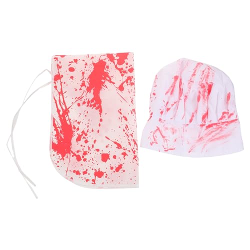 Yardenfun 1 Set Blutiges Halloween-kostüm: Kochschürze, Hut, Zombie-kostüm – Gruselige, Blutbespritzte Schürze, Halloween-party-requisiten Für Horror House Cosplay Dress Up von Yardenfun