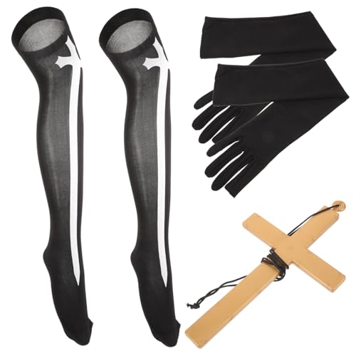 Yardenfun Nonnen-outfit Handschuhe Kreuz Halskette Oberschenkelsocken Dekorative Strümpfe Für Damen-karnevalskostüme Yardenfun Nonnen-outfit Handschuhe Kreuz Halskette Oberschenkelsocken Dekorative Strümpfe Für Damen-karnevalskostüme von Yardenfun