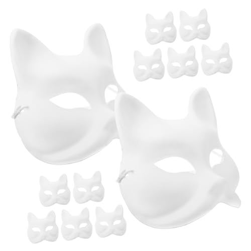 Yardenfun 12 Stück Teiliges DIY Fuchs Halbmaske aus Umweltfreundlichem Papier Bemalbare Leichte und Tragbare Gesichtsmaske für Halloween Karneval Maskerade Geburtstag und Fasching Geeignet von Yardenfun