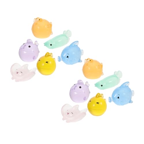 Yardenfun 12 Stück Teiliges Mini Tierfiguren aus Sicherem Resin Leuchtende Kleine Fischornamente für Aquarium Deko Vielseitig Einsetzbar als DIY Aquarien und Wohnraumdekoration von Yardenfun