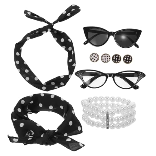 Yardenfun 1Satz Jahre Damen Kostümzubehör Retro Cosplay Requisiten mit Sonnenbrille für Partys Fasching Halloween Vintage Jahre Look für Unvergessliche von Yardenfun