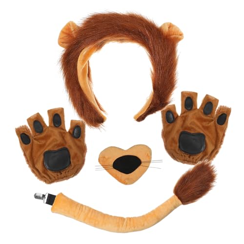 Yardenfun 1Satz Löwenkostüm Zubehör für Erwachsene Teiliges Cosplay mit Ohr Stirnband Pfotenhandschuhen Löwenschwanz Nase für Halloween Tierkostümpartys Bühnenauftritte Yardenfun 1Satz Löwenkostüm Zubehör für Erwachsene Teiliges Cosplay mit Ohr Stirnband Pfotenhandschuhen Löwenschwanz Nase für Halloween Tierkostümpartys Bühnenauftritte von Yardenfun