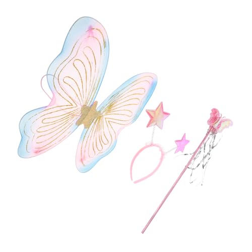 Yardenfun 1Satz Schmetterlingsflügel Kostümset für Entzückendes Feenkostüm mit Zauberstab Haaraccessoire für Rollenspiele Kinderpartys Fotoshootings Leicht von Yardenfun