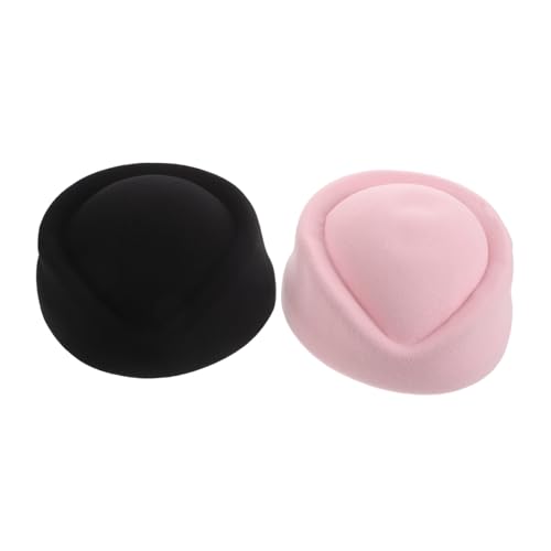 Yardenfun 2 Stück Damen Stewardess Mütze Retro Air Hostess Beret Bequeme Robuste Theater Party-hüte für Flugbegleiterinnen Vielseitiges Kostümzubehör Langlebig und Komfortabel von Yardenfun