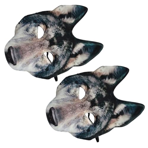Yardenfun 2 Stück Halloween Wolf Maske Cosplay Tiermaske Eva Realistische Halbes Gesicht Design Verstellbare Leichte und Komfortable Tiergesichtsmaske für Kostüm und Maskenbälle von Yardenfun