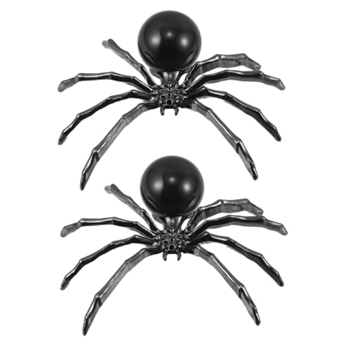 Yardenfun 2 Stück Kristall Spinnen Figuren aus Langlebiger Legierung mit Natürlichem Obsidian Kugel Dekorative Tierstatue für Halloween Party Deko Wohnzimmer Garten Schwarz von Yardenfun
