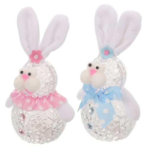 Yardenfun 2 Stück Osterhasen Nachtlicht Tischdekoration mit Niedlichen Kaninchenohren Dekorative Led-nachtlampe für Kinderzimmer und Schlafzimmer Batteriefrei Farbiges Licht für Frühling und von Yardenfun