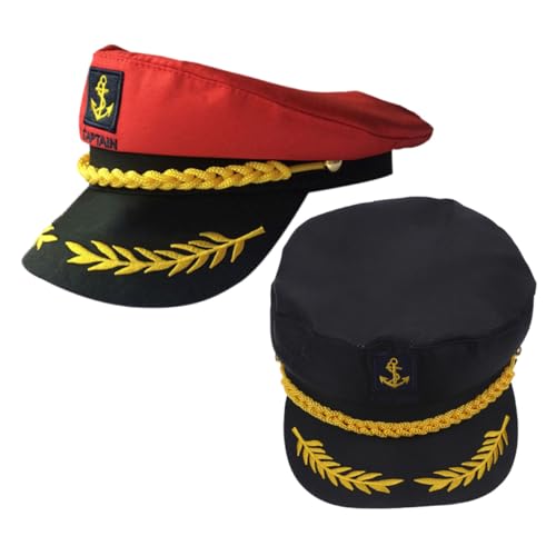 Yardenfun 2 Stück Verstellbare Kapitänsmütze Besticktem Erwachsene Matrosenmütze für Kostüm Themenparty und Alltag Schwarz und Rot Vielseitig Einsetzbar für Cosplay und Yardenfun 2 Stück Verstellbare Kapitänsmütze Besticktem Erwachsene Matrosenmütze für Kostüm Themenparty und Alltag Schwarz und Rot Vielseitig Einsetzbar für Cosplay und von Yardenfun