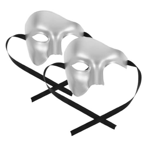 Yardenfun 2 Stück Vintage Halbmaske für Männer Karneval Cosplay Maskerade Dekorative Maske für Partys und Feiern Komfortable Silberfarben von Yardenfun
