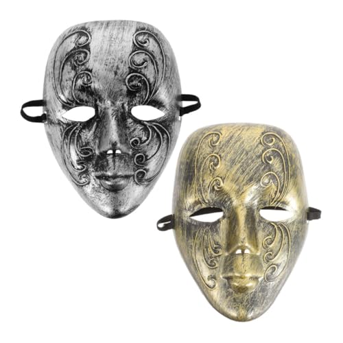Yardenfun 2 Stück Vintage Venezianische Maske Vollgesichtsmaske für Halloween Masquerade Kostümparty Retro Inspiriertes Design Elegante Silber und Gold Farben für Damen und Herren Yardenfun 2 Stück Vintage Venezianische Maske Vollgesichtsmaske für Halloween Masquerade Kostümparty Retro Inspiriertes Design Elegante Silber und Gold Farben für Damen und Herren von Yardenfun