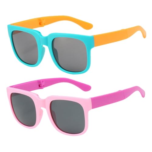 Yardenfun 2Paare Faltbare Kindersonnenbrillen Süße Outdoor Brillen für Jungen für Strand Festivals Freizeitaktivitäten Langlebig Sicher PC Materialien von Yardenfun