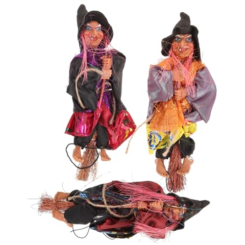 Yardenfun 3 Stück Teiliges Halloween Hexen Requisiten Realistische Gruselige Hexenbesen Dekoration für Haunted House Bar und Party Langlebig und Vielseitig für Stimmungsvolle Halloween von Yardenfun