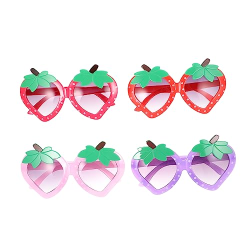 Yardenfun 4 Paare Sonnenbrillen Erdbeerform Stylische Sonnenbrillen für Mädchen für Partys und Festivals UV Schutz und Sicheres Material von Yardenfun