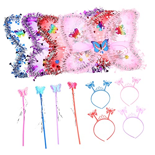 Yardenfun 4 Sätze Schmetterlingskostüm für Teiliges mit Flügeln Zauberstab Haarreif für Karneval Cosplay Partys Yardenfun 4 Sätze Schmetterlingskostüm für Teiliges mit Flügeln Zauberstab Haarreif für Karneval Cosplay Partys von Yardenfun