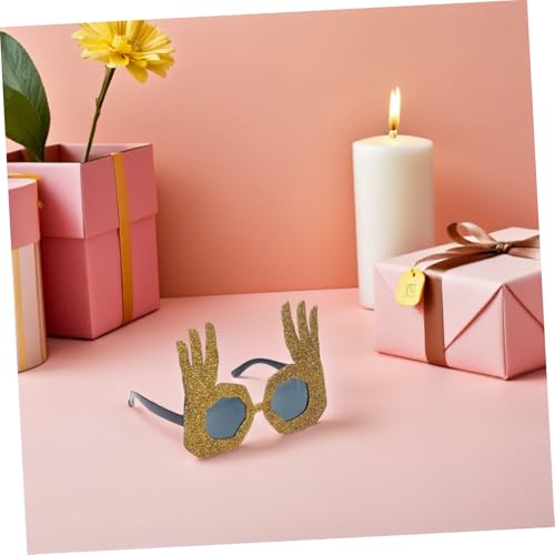 Yardenfun 4 Stück Teiliges Fingerförmige Brillengestelle Ok Hand-geste Sonnenbrille Partybrille Lustige Kostüm-accessoires Gold Blau für Foto Requisiten und Feierlichkeiten von Yardenfun
