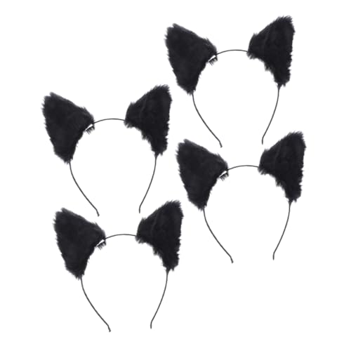 Yardenfun 4 Stück Teiliges Plüsch Katzen und Fuchsohren Haarband Weich und Leicht Bequemes Kopfband für Kostüm Cosplay Halloween und Party Süßes Cartoon Accessoire für Damen und Herren von Yardenfun