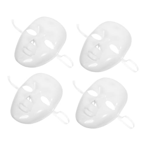 Yardenfun 4 Stück Weiße Kunststoffmasken Bemalen Leichte DIY Vollgesichtsmasken für Halloween Karneval Maskenball und Cosplay Sicher Passend Vielseitig für Kreative Partys und Verkleidungen von Yardenfun