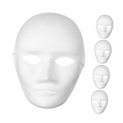 Yardenfun 5 Stück Diy Weiß Blanko Papiermasken für Bemalen und Basteln Leichte Bequeme Vollgesichtsmasken für Halloween Karneval Partys und Kreative Gruppenaktivitäten von Yardenfun