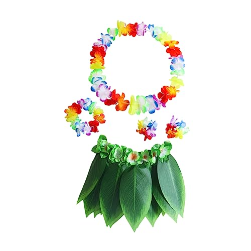 Yardenfun Party Favors 5-teiliges hawaiianisches Hula-Rock-Set mit realistischem Blätterrock Armbändern und Stirnband für tropische Feiern von Yardenfun