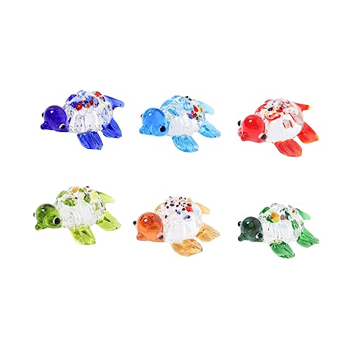 Yardenfun 6 Stück Schildkröten Dekofiguren Teiliges für Garten Aquarium und Tischdekoration Hochwertige Glasornamente Zufälligen Farben für Freunde Zufällige Farbe von Yardenfun