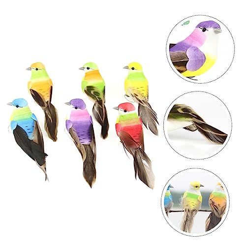 Yardenfun 6 Stück Teiliges Lebensechte Künstliche Vögel mit Farbenfrohem Schaumstoff Kreative Garten und Baumzweig Deko Realistische Federvögel für Natur und Waldstil Zufällige Farbe von Yardenfun