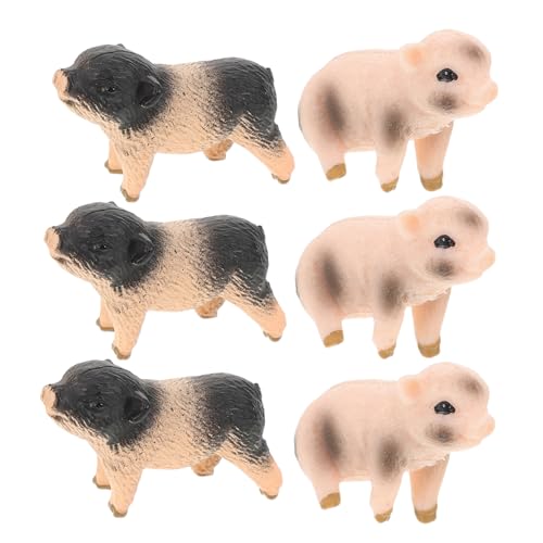 Yardenfun 6 Stück Teiliges Realistische Schweinefiguren aus Stabilem Material Detailgetreue Ferkel und Bauernhoftiere Sichere Skulpturen für Dekorative Mikro Landschaftsfiguren von Yardenfun