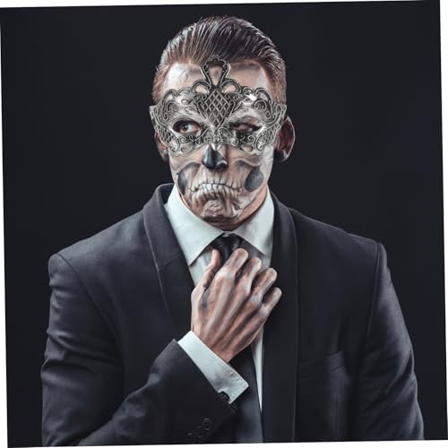 Yardenfun 6 Stück Teiliges Vintage Kostüm Masken Masquerade Halbgesicht Masken für Karneval Halloween Cosplay Party Zubehör Silberfarben mit Eleganten Designs von Yardenfun