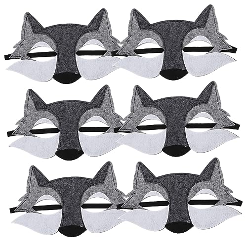 Yardenfun 6 Stück Teiliges Wolf Cosplay Masken aus Filz Halbgesichtige Tiermasken für Halloween Geburtstagsfeiern und Tierpartys Kreative und Detailreiche Verkleidung für Wolf Fans von Yardenfun