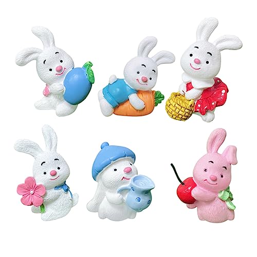 Yardenfun 6Stücke Bunny Cake Topper Süße Kaninchen Figuren für Osterkuchen Deko Auto und Wohnraumgestaltung Miniaturgärten und Geschenkideen von Yardenfun