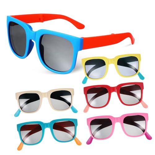Yardenfun 6Stücke Faltbare Kindersonnenbrillen Leichte Kratzfeste für Strand Pool Partys für Jungen Stilvolles Design Mehreren Farben von Yardenfun