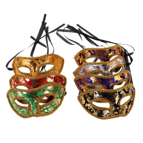 Yardenfun 7 Stück Teiliges Herren Maskerade Masken Farbenfrohe Venezianische Halbgesichtsmaske mit Stirnband Stilvolle Augenmaske für Maskenball Karneval Fasching und Festliche Kostüme von Yardenfun