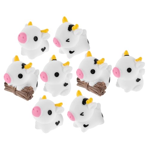Yardenfun 8 Stück Teiliges Mini Kuh Figuren aus Robustem Harz Niedliche Miniatur Kühe für Feengarten Dekoration DIY Terrarium Zubehör Tragbare Tischdeko für Gartenliebhaber und Bastelfans von Yardenfun