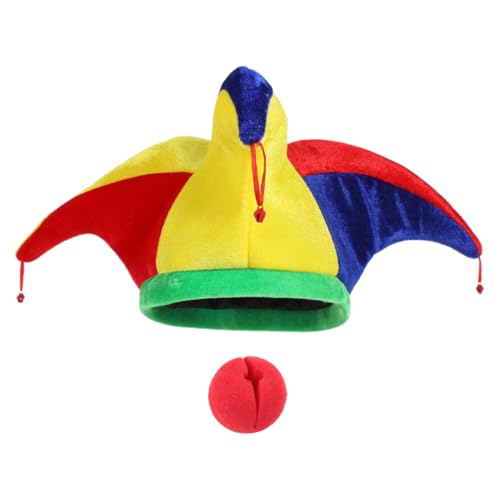 Yardenfun Clownhut mit Glocken und Schwammnase Lustiges Festival-headgear für Karneval Fasching und Kostümparty Vielseitiges Theater-zubehör für Erwachsene von Yardenfun