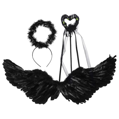 Yardenfun Devil Wing Kostüm mit Schwarzen Federn Halloween Cosplay Anzug für Mittelgroß Kreatives Design für Party Festival Rollenspiel und Aufführungen Yardenfun Devil Wing Kostüm mit Schwarzen Federn Halloween Cosplay Anzug für Mittelgroß Kreatives Design für Party Festival Rollenspiel und Aufführungen von Yardenfun